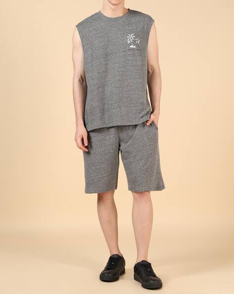 Shein Sleeveless Graphic Placement Print Tshirt & Shorts Set