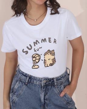 Shein Short Sleeve Graphic Chest Print Crew Tshirt-picture-29