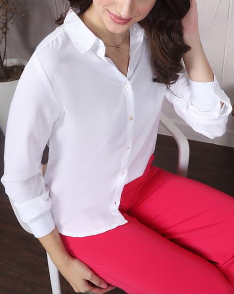 Product image of
                        Shein Shein Medium Length Spread Collar Full
                        Sleeve Shirt
