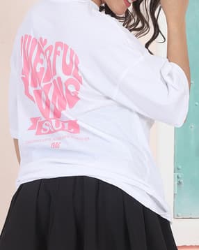 Shein Drop Shoulder Typographic Back Print Crew Tshirt-picture-33