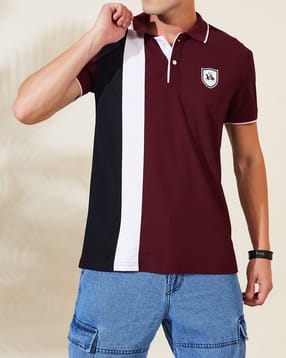 Shein Contrast Trim Logo Placement Print Polo Tshirt-picture-38