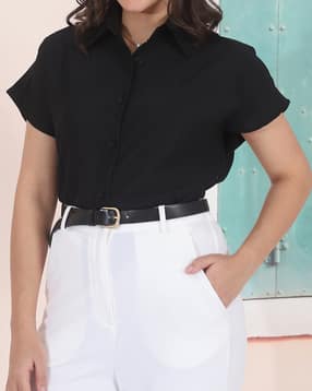 Shein Medium Length Extended Sleeve Spread Collar Shirt-picture-26
