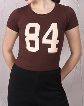 Shein Short Sleeve Numeric Chest Print Crew Tshirt-picture-38