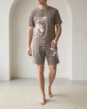 Shein Graphic Placement Print Crew Tshirt & Short Sets-picture-15