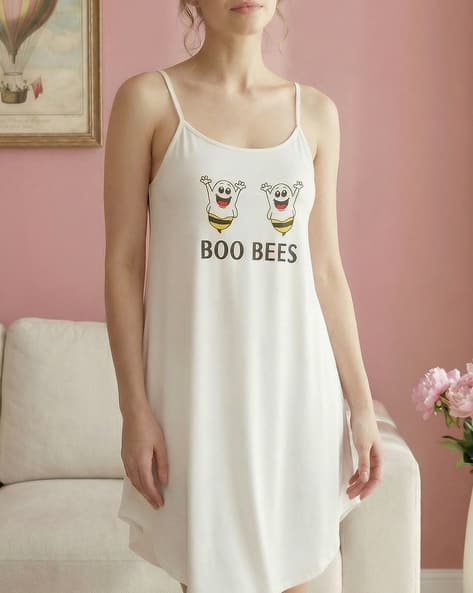 Shein Adjustable Spaghetti Strap Graphic Print Chemise