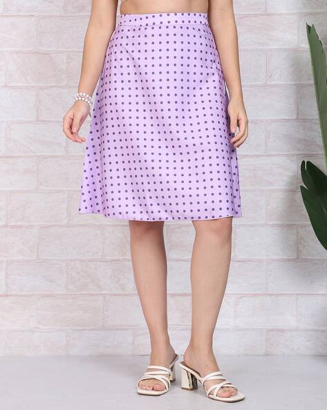 Shein Knee Length Polka Dot Print A-Line Skirt