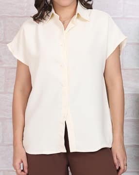 Shein Medium Length Extended Sleeve Spread Collar Shirt-picture-25
