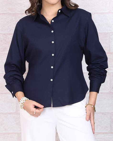 Product image of
                        Shein Shein Medium Length Spread Collar Full
                        Sleeve Shirt