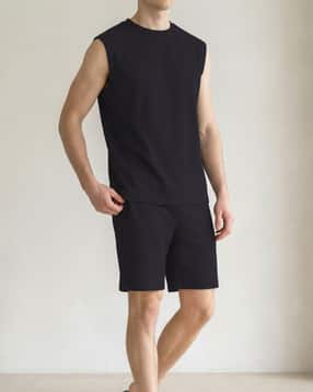 Shein Sleeveless Textured Crew Tshirt & Shorts Set-picture-40