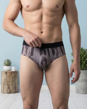 Shein Contrast Elasticated Waist Abstract Print Brief-picture-21