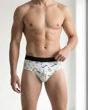 Shein Shein Men Contrast Elasticated Waist Graphic Print Brief