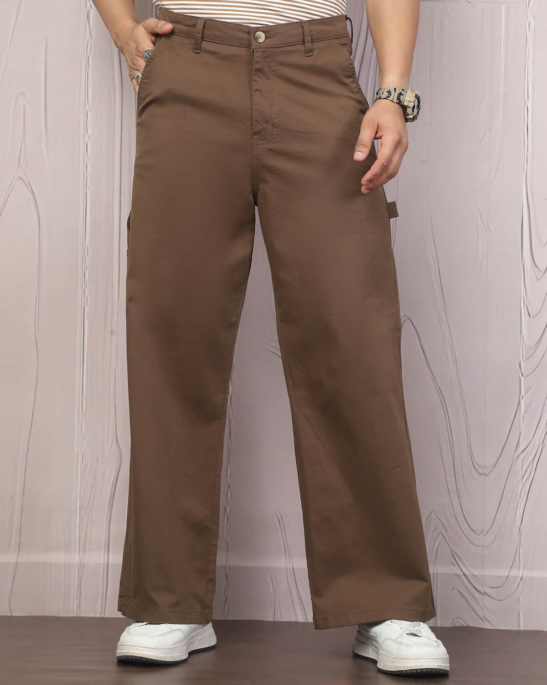Buy Coffee Brown Trousers & Pants for Men by Shein Online