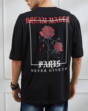 Shein Drop Shoulder Floral Back Print Crew Tshirt-picture-43