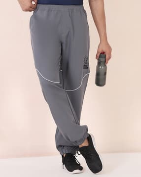 shein ankle length elasticated waist contrast piping joggers