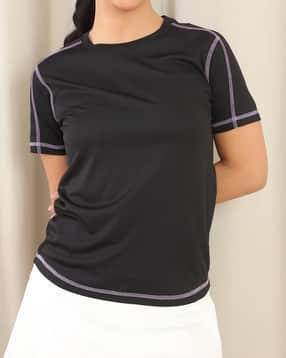 Shein Short Sleeves Contrast Stitched Crew Tshirt-picture-13