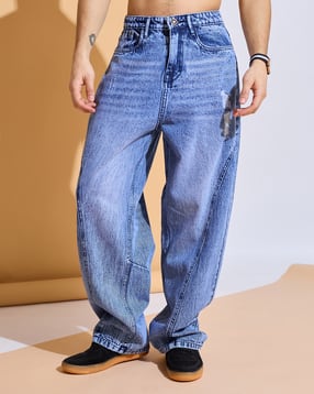 Shein Fly With Button Closure Stone Wash Distressed Jeans-picture-11