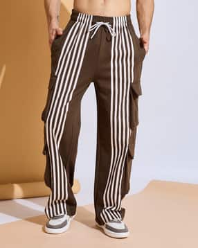 Shein Elasticated Drawstring Waist Contrast Striped Cargos-picture-10
