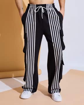 Shein Elasticated Drawstring Waist Contrast Striped Cargos-picture-16