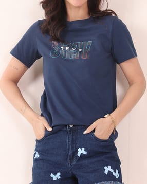Shein Short Sleeve Typographic Chest Print Crew Tshirt-picture-52