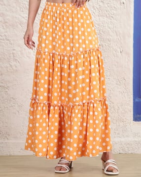 Shein Elasticated Waist Polka Dot Tiered Maxi Skirt-picture-28