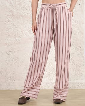 Shein Full length Elasticated Drawstring Waist Striped Pant-picture-23