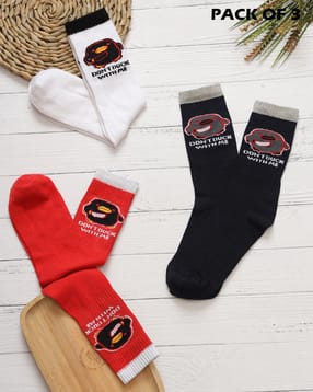 Shein Men Combo of 3 Graphic Print Everyday Socks-image-39
