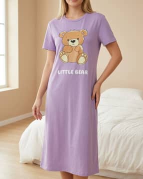 Shein Short Sleeves Graphic Chest Print Nightshirt-picture-24