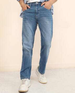 Shein Full Length Fly With Button Closure Mid Wash Jeans-picture-30