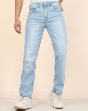 Shein Full Length Fly With Button Closure Mid Wash Jeans-picture-28