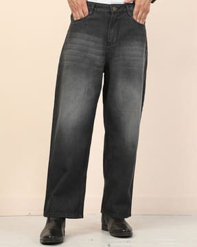 Shein Shein Men Vintage Low Rise Fly With Button Closure Mid Wash Jeans