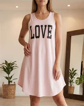 Shein Sleeveless Typographic Chest Print Nightshirt-picture-29