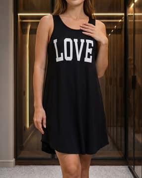 Shein Sleeveless Typographic Chest Print Nightshirt-picture-19
