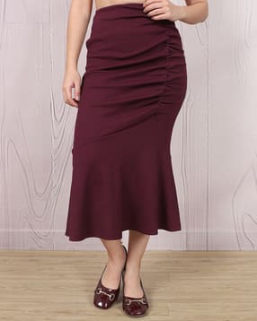 Shein Semi-Elasticated Waist Ribbed Midi Mermaid Skirt-picture-10