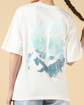 Shein Drop Shoulder Nautical Back Print Crew Tshirt-picture-42