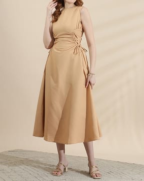 plus size shein formal dresses White Satin Sleeveless A Line Midi Dress With Bow