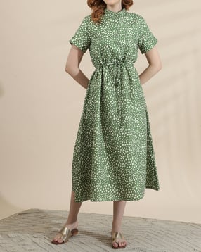 Shein Short Sleeve Animal Print Midi A-Line Dress-image-18