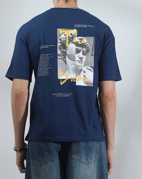Shein Shein Men Short Sleeve Graphic Back Print Crew Tshirt