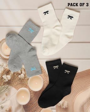 Shein Shein Women Pair Of 3 Bow Print Everyday Socks