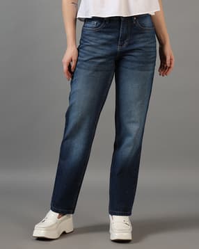 Shein Full Length Fly With Button Closure Mid Wash Jeans-picture-35