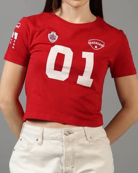 Shein Short Sleeve Numeric Chest Print Crew Tshirt-picture-28