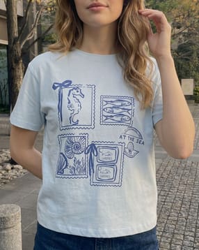 Shein Shein Short Sleeve Graphic Chest Print Crew Tshirt