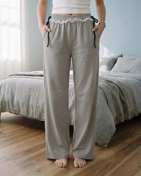 Shein Full Length Lace Trim Elasticated Waist Track Pants-picture-40