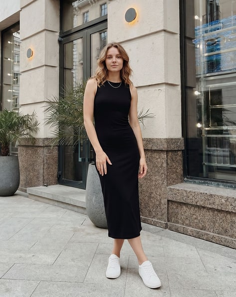 shein black dress SHEIN Priv Women's Black Long Sleeve Dress With Front Buttons