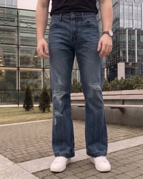 Shein Full Length Raw Hem Mid Wash Distressed Jeans-picture-24