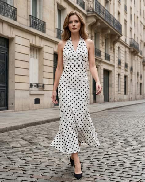 midi dress for women L'AGENCE Lisette Midi Dress In White