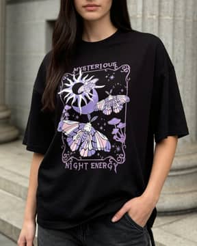 Shein Shein Women Drop Shoulder Graphic Front Print Crew Tshirt