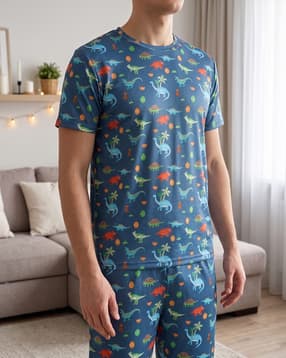 Shein Short Sleeve Graphic Print Tshirt & Pyjama Set-picture-16