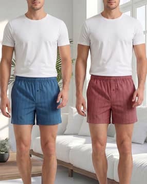 Shein Combo of 2 Elasticated Waist Striped Boxers-picture-23