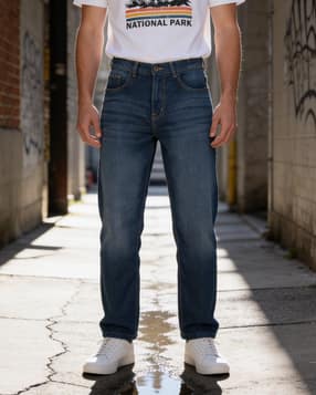Shein Ankle Length Fly With Button Closure Mid Wash Jeans-picture-28