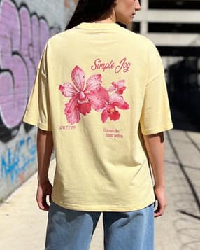 Shein Drop Shoulder Floral Back Print Crew Long Tshirt-picture-25